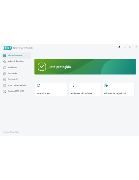 Ventana principal de ESET NOD32 Antivirus con el estado «Está protegido»