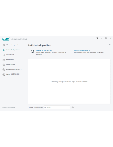 ESET NOD32 Antivirus: pantalla Análisis de dispositivos con análisis avanzados