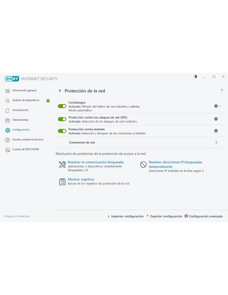 ESET: protección de la red con cortafuegos, protección contra ataques de red y botnets