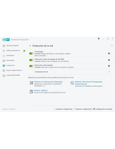 ESET: protección de la red con cortafuegos, protección contra ataques de red y botnets