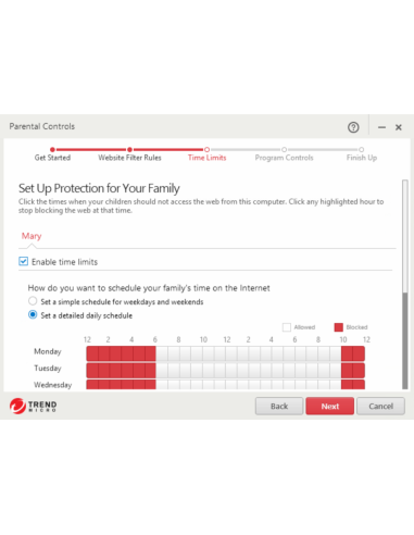 Trend Micro: asistente de Control parental con horario de acceso a Internet por días y horas