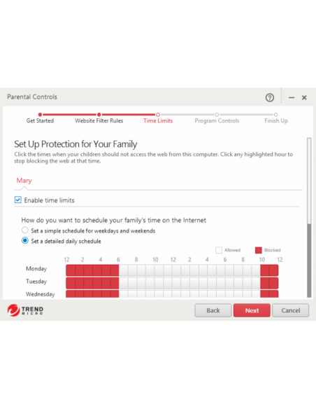 Trend Micro: asistente de Control parental con horario de acceso a Internet por días y horas