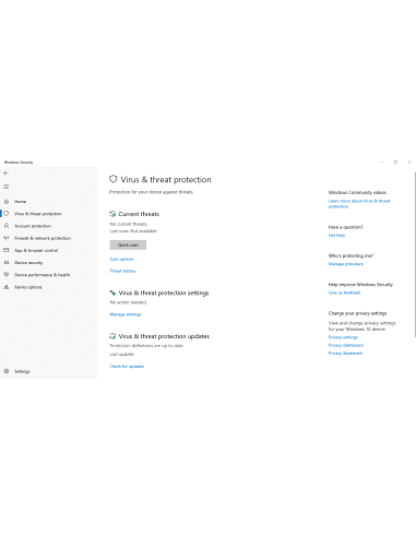 Seguridad de Windows en Windows 10: Protección contra virus y amenazas, con análisis rápido
