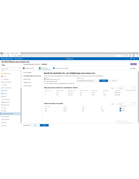 Windows Server 2019: Servicio de migración de almacenamiento: paso de transferencia de datos al servidor de destino