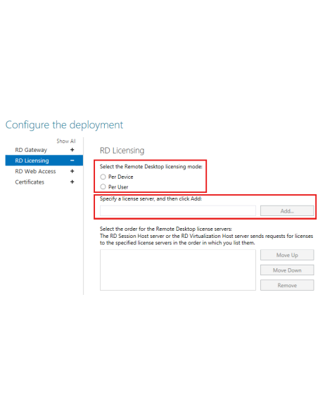 Windows Server 2022 Remote Desktop Services (RDS) - 50 Devices CAL: Configurar la implementación de Escritorio remoto: licenc