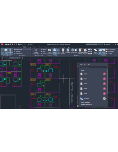 AutoCAD 2024: paleta Activity Insights con el historial de ediciones y purgas del plano