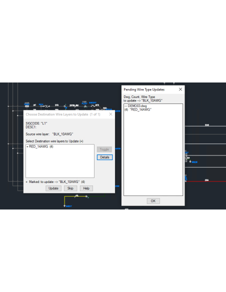 AutoCAD Electrical 2024: cuadros de actualización de capas de cable al sincronizar el tipo de cable