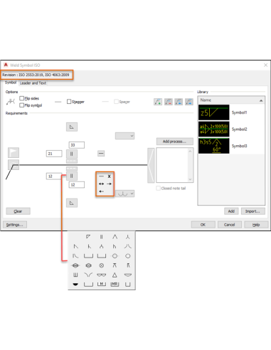 AutoCAD Mechanical 2022: cuadro Símbolo de soldadura ISO con revisión ISO 2553:2019 y biblioteca de símbolos
