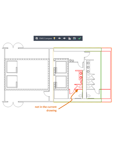 AutoCAD Architecture 2021: comparación DWG sobre una planta con objetos que no están en el dibujo actual
