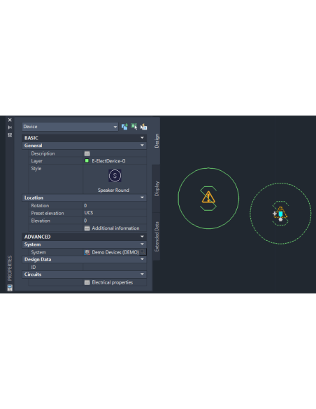 AutoCAD MEP 2023: paleta Propiedades de un dispositivo eléctrico con estilo, sistema y circuitos