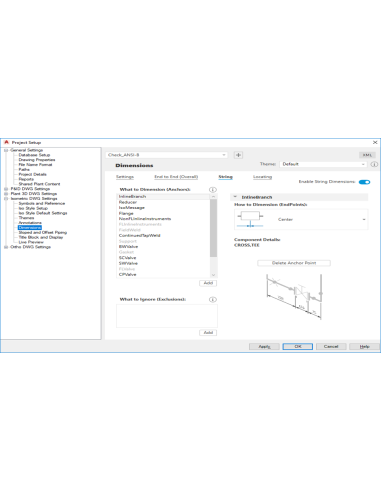 AutoCAD Plant 3D 2022: Configuración de proyecto con las cotas isométricas y los anclajes a acotar