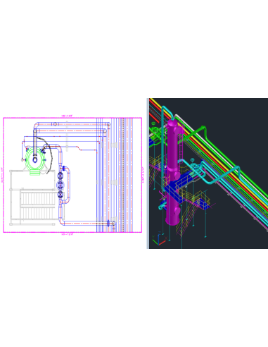 AutoCAD Plant 3D 2023: dibujo ortogonal de tuberías en línea simple junto al modelo 3D