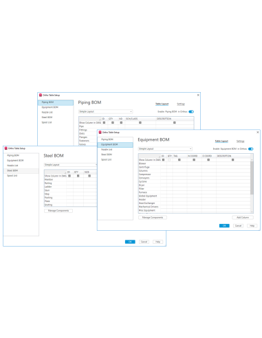 AutoCAD Plant 3D 2024: configuración de tablas BOM ortogonales de tuberías, equipos y acero