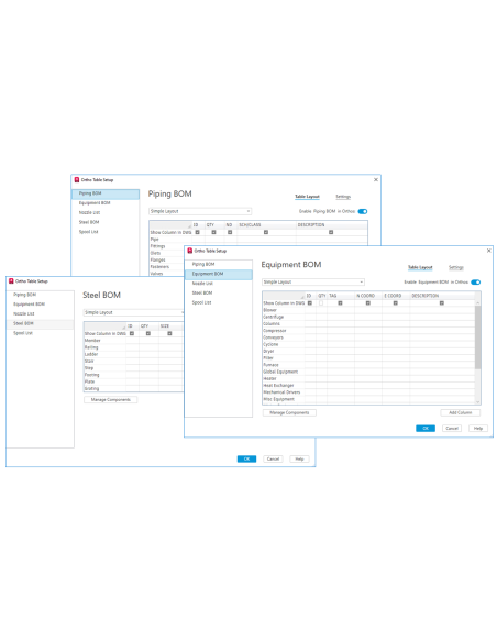AutoCAD Plant 3D 2024: configuración de tablas BOM ortogonales de tuberías, equipos y acero
