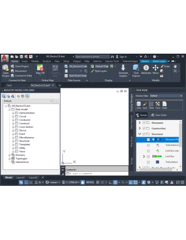 AutoCAD Map 3D: Explorador de modelos industriales, administrador de visualización y cinta de Map 3D