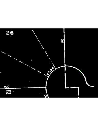 AutoCAD Raster Design: polilínea raster y arco sobre un escaneo bitonal listos para convertir a vectores