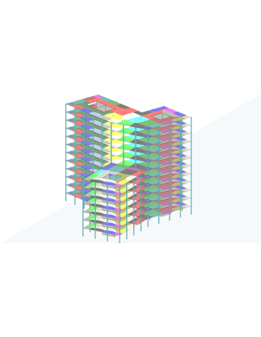 Robot Structural Analysis Professional 2024: Edificio con regiones de distribución de cargas desde cerramientos a vigas y pil