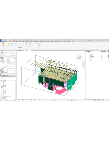 Malla de ReCap cargada en Revit con la pestaña ReCap Mesh y su jerarquía de categorías